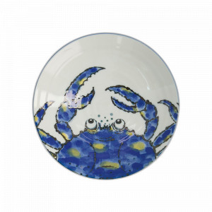 Тарелка для пасты Crab, 22 см, 900 мл, фарфор, белый, синий, серия Seafood, TOKYO DESIGN, Нидерланды, Тарелки TOKYO DESIGN