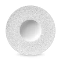 Тарелка для пасты с широким бортом, 28 см, фарфор, белый, рельеф, серия L' Couture, GUY DEGRENNE, Франция, 