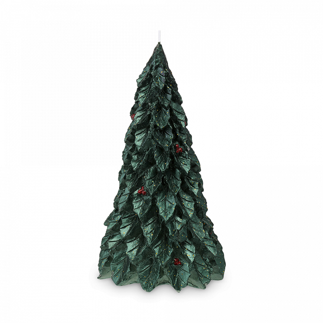 Свеча  декоративная Festive flame, 19.5 см, парафин, зеленый, серия New Year Essential, TKANO, Россия