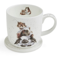 Кружка с подставкой «Свинка посередке», 310 мл, костяной фарфор, белый, декор, серия Wrendale Designs, ROYAL WORCESTER, Великобритания_00810000049191872257.jpg