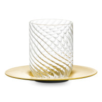 Пара кофейная для капучино, 270 мл, хрустальное стекло, цвет декора - золотой, серия Twist, EISCH, Германия