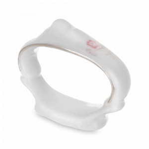 Кольцо для салфеток, 6.5 см, фарфор, белый, платиновая отводка, серия Серая роза, BERNADOTTE, Чехия, Чешский фарфор