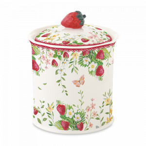 Банка для хранения, 14 см, фарфор, серия Jardin Des Fraises, EASY LIFE (R2S), Италия, Банки для хранения EASY LIFE R2S