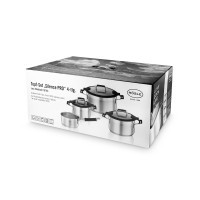 Набор посуды Silence PRO, 7 предметов: 3 кастрюли, 1 ковш, 3 стеклянные крышки, нержавеющая сталь, серия Silence PRO, ROESLE, Германия_00805400043902399385.jpg