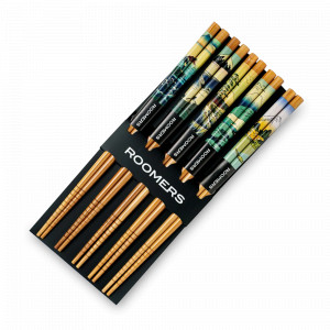 Набор из 5-ти пар палочек для еды, 22.5 см, бамбук, бежевый, декор, ROOMERS TABLEWARE, Нидерланды, Палочки для суши