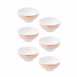 Набор из 6-ти порционных салатников White Gold, 14 см, фарфор, белый, золотой, серия Constanza Rio, FALKENPORZELLAN, Германия, Наборы фарфоровых салатников