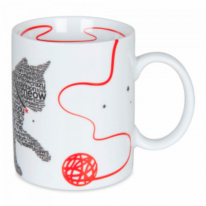 Кружка «Шрифт кот», 330 мл, фарфор, белый, KOENITZ, Германия, Белые кружки