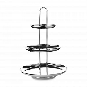 Этажерка трехъярусная Apus, 40 см, нержавеющая сталь, посеребрение, EDZARD, Германия, Металлические вазы для фруктов