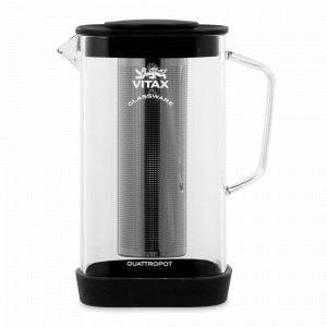 Чайник наплитный заварочный с фильтром 4 в 1 Thirlwall, 1400 мл, боросиликатное стекло, нержавеющая сталь 18/10, черный, VITAX, Великобритания, Английские заварочные чайники