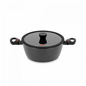 Кастрюля с крышкой, 20 см, кованная сталь, черный, серия V-Forged, VITRINOR, Испания, Посуда антипригарная