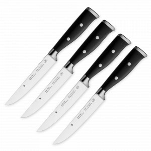 Набор из 4-х ножей для стейка, 13.5 см, нержавеющая сталь 18/10, пластик, черный, серия Grand Class, WMF, Германия, Набор ножей сервировочных