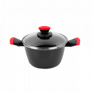 Кастрюля с крышкой, 16 см, сталь, стеклоэмаль, черный, серия Kilauea, VITRINOR, Испания, Посуда антипригарная