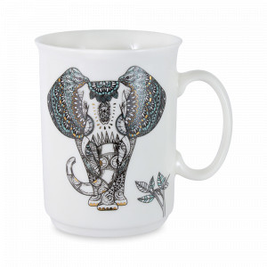 Кружка Слон, 415 мл, фарфор, белый, декор, серия Wild, ANNA LAFARG, Китай, Большие кружки