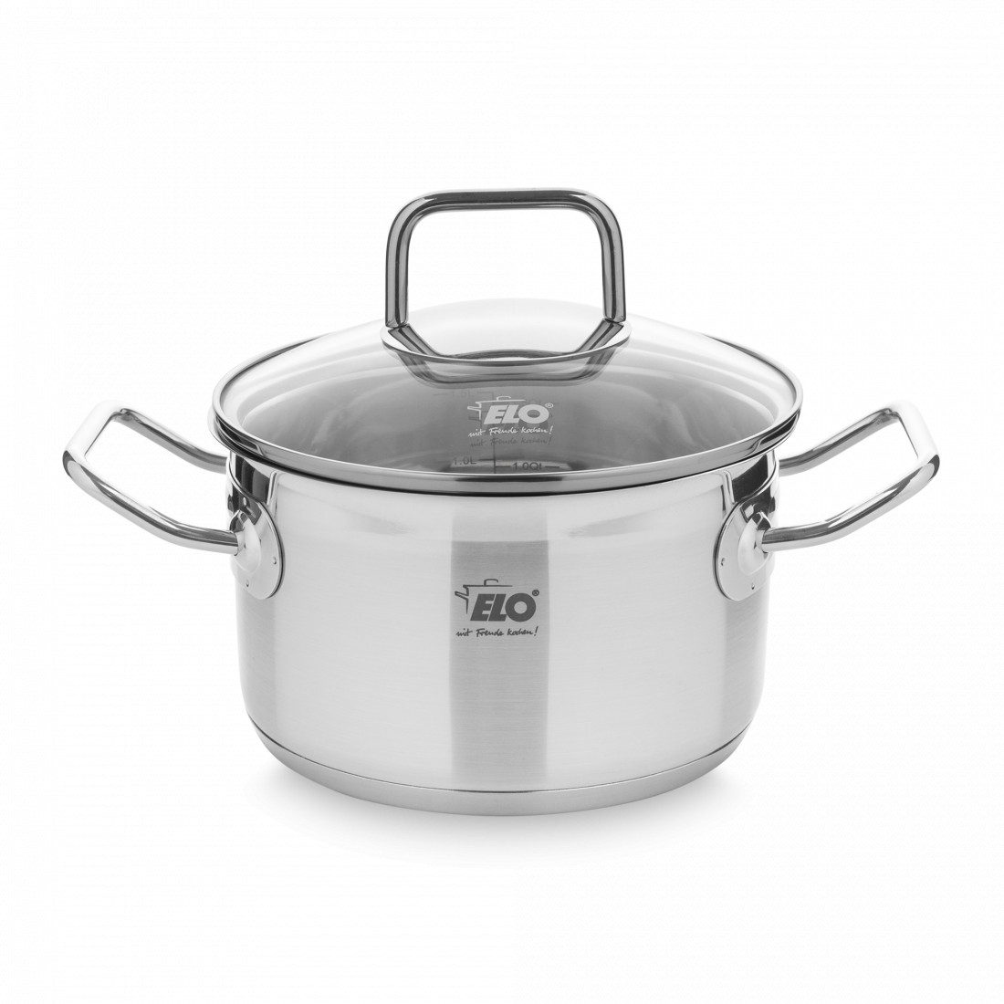 Кастрюля со стеклянной крышкой, 16 см, 1.6 л, нержавеющая сталь, серия Profi Duo Therm, ELO, Германия
