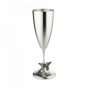 Бокал «Бабочки», медь, 5.5 х 19 см, серебристый, серия Летний сад, Кольчугинский Мельхиор, Россия, Цветные бокалы для шампанского