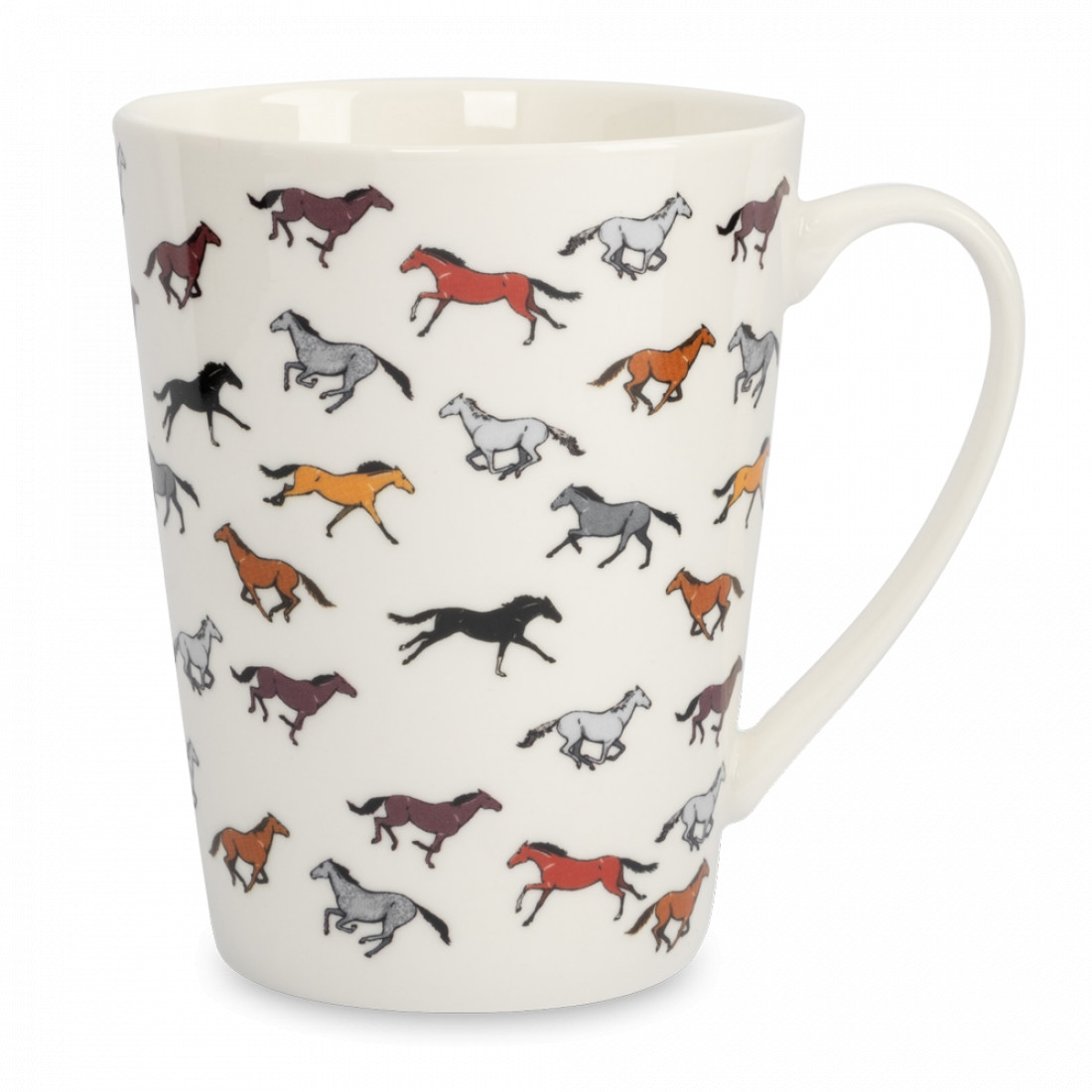 Кружка «Бегущие лошади», 420 мл, фарфор, белый, декор, серия Horse, ANNA LAFARG, Китай