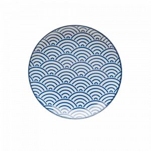 Тарелка десертная Wellen, 16 см, фарфор, белый, синий, серия Nippon Blue, TOKYO DESIGN, Нидерланды, Тарелки синие