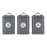 Набор из 3-х банок для сыпучих продуктов, 1.45 л, сталь, тёмно-серый, серия Grandham, MAXWELL WILLIAMS, Австралия