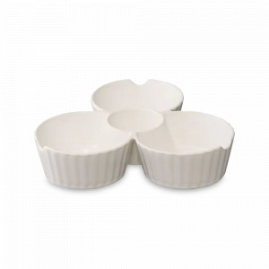 Менажница , 21 х 22,5 х 5 см, фарфор, белый, серия Kitchen Spirit, TKANO, Россия, Менажницы