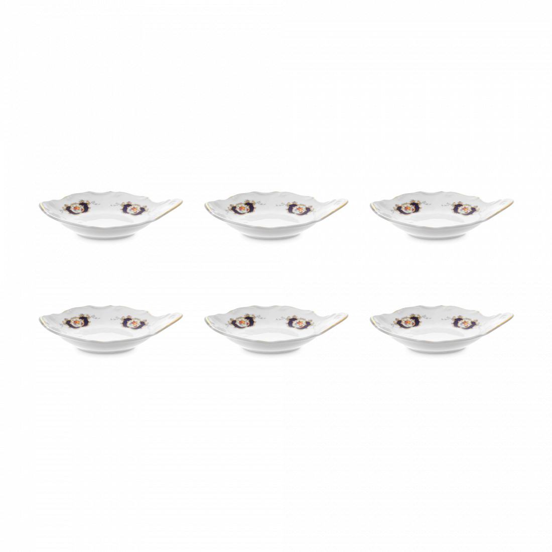Набор из 6-ти розеток с ручкой, 13 см, фарфор, белый, декор, серия Синий глаз, BERNADOTTE, Чехия