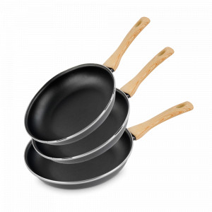 Набор из 3-х сковород, 20/24/26 см, сталь, стеклоэмаль, темно-серый, серия Eco Cooking, VITRINOR, Испания, Наборы сковород