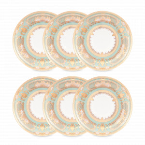 Набор из 6-ти блюдец Seladon Gold, 15 см, фарфор, оливковый, золотой, серия Constanza Donna, FALKENPORZELLAN, Германия, Скидка до -30% на фарфор FALKENPORZELLAN