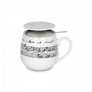 Кружка заварочная «Кантата», 420 мл, фарфор, нержавеющая сталь, белый, черный, KOENITZ, Германия, Кружки с крышкой