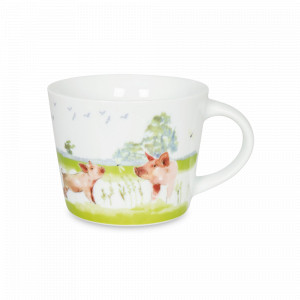 Кружка «Свиньи», 420 мл, фарфор, белый, декор, KOENITZ, Германия, Большие кружки