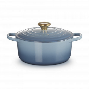 Кастрюля с крышкой, 4,2 л, 24 см, серо-голубой, серия Chambray, LE CREUSET, Франция, Кастрюли LE CREUSET