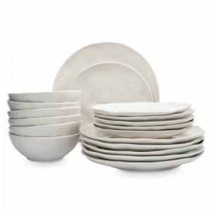 Сервиз обеденный на 6 персон, 18 персон, фарфор, белый, Мятый эффект, серия Event, ANNA LAFARG, Китай, Наборы обеденных тарелок