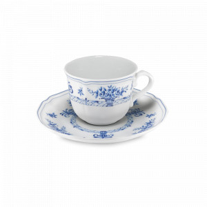 Пара чайная Bianco e blu, 200 мл, фарфор, белый, синий, серия Neos Anthiros, LE COQ, Италия, LE COQ (Италия)