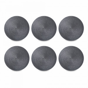 Набор из 6-ти подстановочных круглых салфеток, 38 см, полиэстер, серебристый, серия Fiesta, WO HOME, Германия, Набор плейсматов