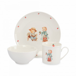 Набор детской посуды Мишки, 3 предмета, фарфор, белый, декор, серия Teddy bear, ANNA LAFARG, Китай, НОВИНКИ