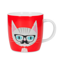 Кружка Cat Specs, 425 мл, костяной фарфор, декор, серия Barrel Mugs, KITCHEN CRAFT, Великобритания