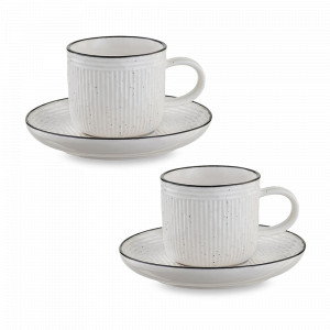 Набор чайных пар, 2 предмета, 125 мл, фарфор, белый, черный, серия Contour, LIBERTY JONES, Россия, Contour LIBERTY JONES