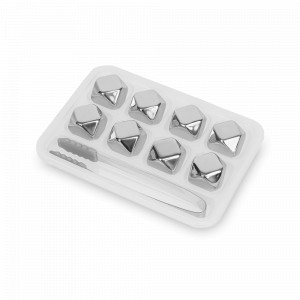 Набор из 8-ти кубиков для охлаждения виски с щипцами, нержавеющая сталь, серия Bar Craft, HOMEFEEL, Россия, HOME FEEL (Россия)