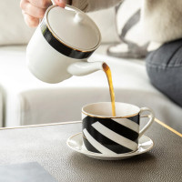 Набор чайный For One Jardin, 3 предмета, чайник на 500 мл, фарфор, белый, черный, серия Mikasa Hampton, KITCHEN CRAFT, Великобритания_00817710058301871927.jpg