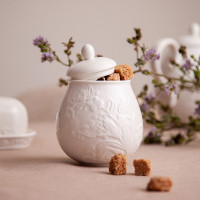 Сахарница с крышкой, 10 х 13 см, фарфор, белый, рельеф, серия English gardens, LIBERTY JONES, Китай_00820690050166355326.jpg