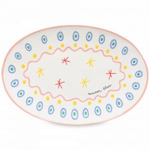 Блюдо овальное Sea blue, 45 х 31 см, керамика, белый, декор, серия Summer Bliss, COSTA NOVA, Португалия, Блюда сервировочные, менажницы