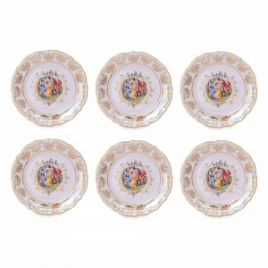 Набор из 6-ти десертных тарелок Мадонна, 17 см, фарфор, перламутр, серия Мария-Тереза, REPAST, Чехия, Тарелки REPAST