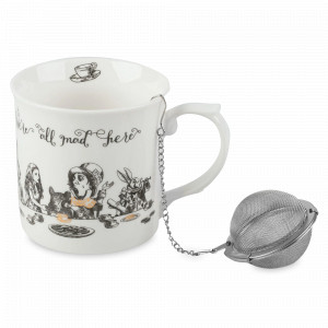 Кружка с ситечком «Алиса в Стране чудес», 300 мл, фарфор, сталь, декор, серия Victoria and Albert Garden, KITCHEN CRAFT, Великобритания, Кружки подарочные