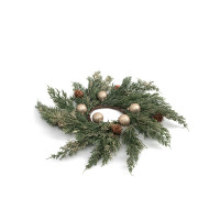 Декор - венок «Золотые шары», 40 см, пластик, шишки, зеленый, коричневый, серия New Year, ANNA LAFARG, Китай_00820990066116193329.jpg