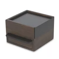 Шкатулка Stowit Mini, размер: 15,2 х 17 х 11,2 см, материал: металл, дерево, цвет: черный, UMBRA, Канада, 