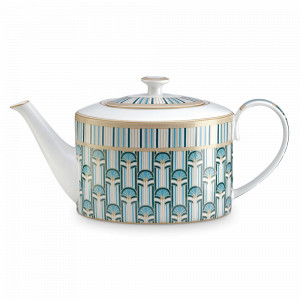 Чайник заварочный Веер, 1.2 л, фарфор, белый, декор с золотистым кантом, серия Liberty, Pozzi Milano 1876, Италия, Заварочные чайники из Италии