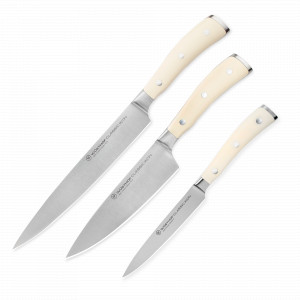 Набор из 3-х кухонных ножей поварская тройка, серия Ikon Cream White, WUESTHOF, Золинген, Германия, Поварские тройки ножей