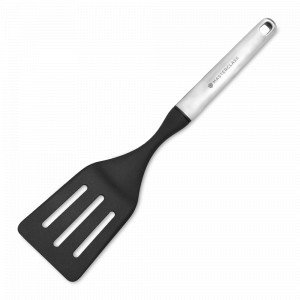 Лопатка кухонная с прорезями Soft Grip, 34 см, нержавеющая сталь, нейлон, стальной, серия MasterClass, KITCHEN CRAFT, Великобритания, Металлическая кухонная лопатка