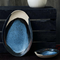 Тарелка десертная, 23 см, керамика, синий, серия Wabi, JARS, Франция_00808540036647732627.jpg