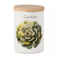 Банка для хранения сахара, 800 мл, керамика, белый, декор, серия Cactus, NUOVA CER, Италия, 