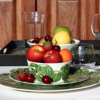 Салатник индивидуальный, 12,5 см, костяной фарфор, белый, зеленый, серия Cactus, TAITU, Италия_00809460057677911968.jpg