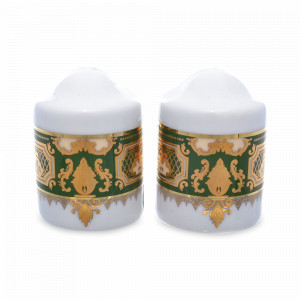 Набор для специй Green Gold, 2 предмета, фарфор, зелёный, золотой, серия Constanza Donna, FALKENPORZELLAN, Германия, Солонки и перечницы